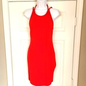 Bright Red Halter Neck Dress LULUS M